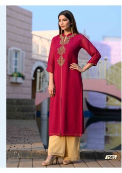 Pastel Pink Designer Georgette Kurti 